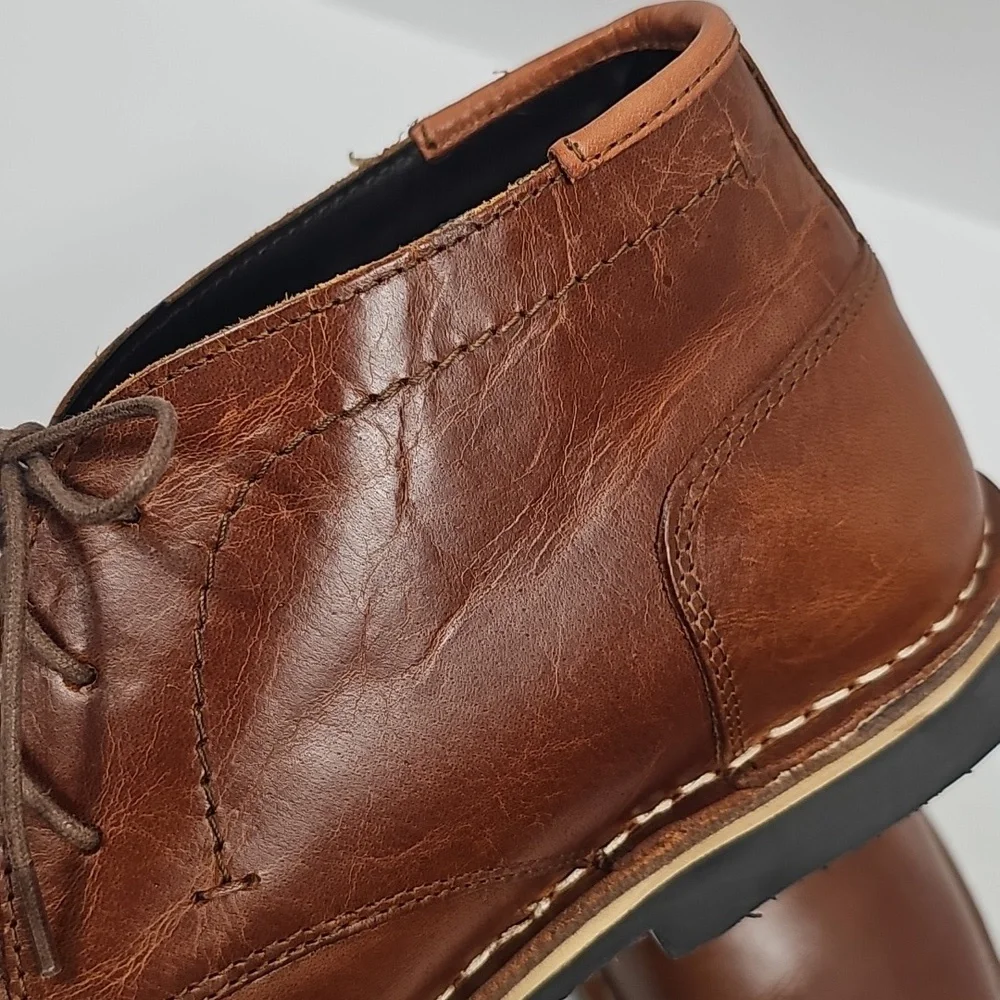 NIB Steve Madden Mens Harken Brown Leather Chukka Boots Size 11.5 Lace Up